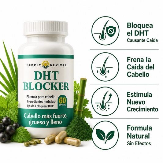 DHT Blocker 60 Capsulas - Infografico Frena Caida Cabello Ecuador