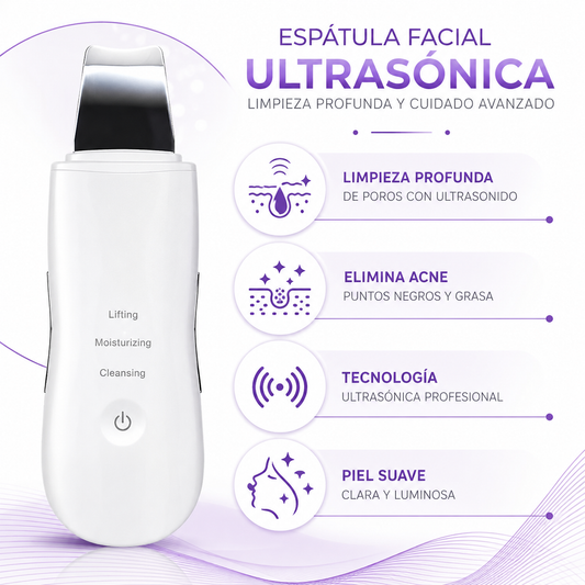 Espatula Facial - Infografico Ultrasonido Acne Poros Ecuador