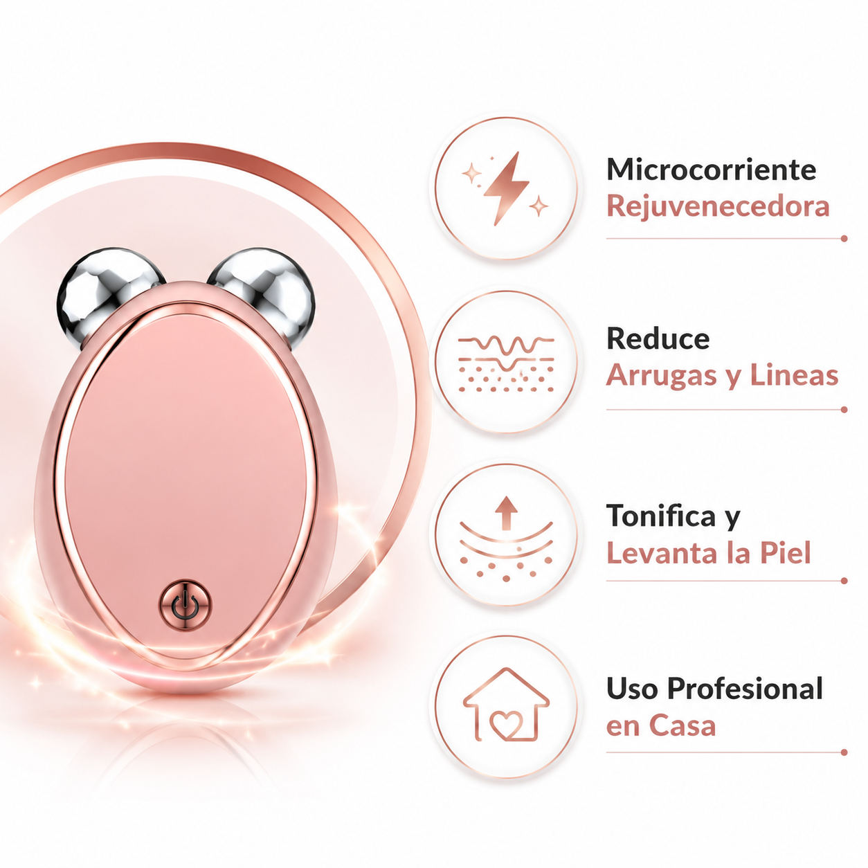 Masajeador Facial Microcorriente - Infografico Rejuvenecimiento Ecuador