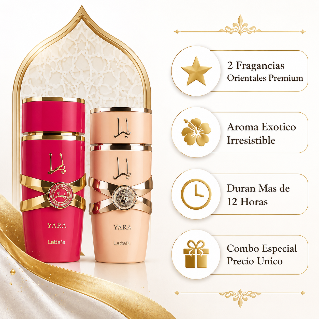 Combo Yara Lattafa - Infografico 2 Fragancias Premium Ecuador