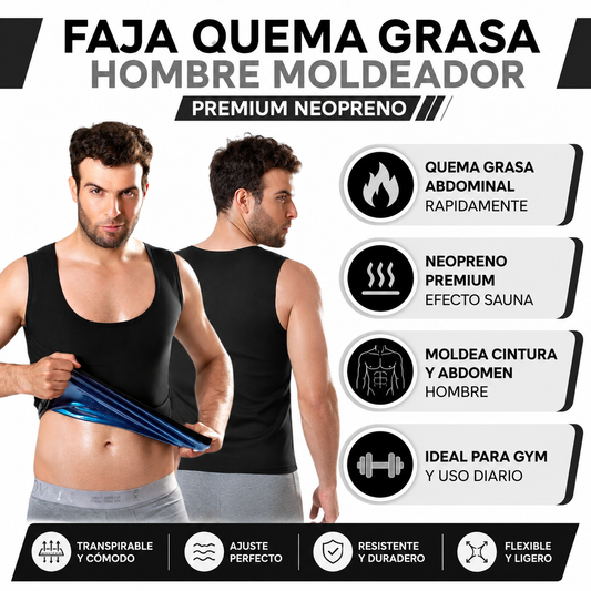 Faja Quema Grasa Hombre - Infografico Neopreno Sauna Abdomen Ecuador