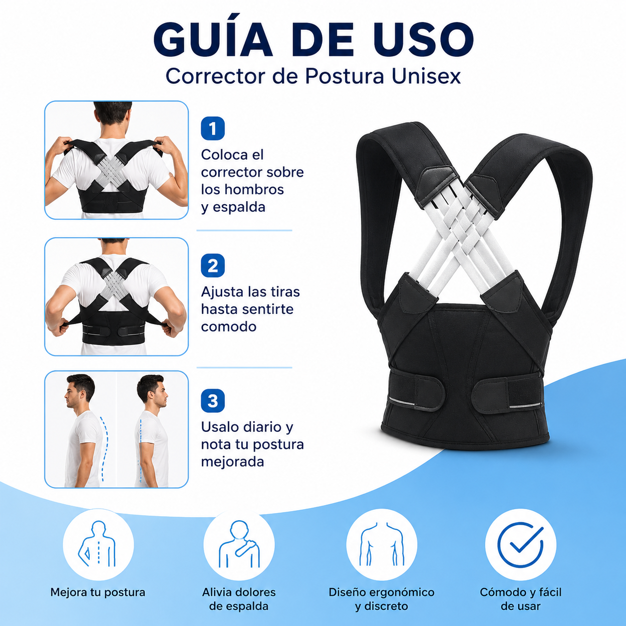 Corrector Postura - Guia de Uso 3 Pasos Ecuador