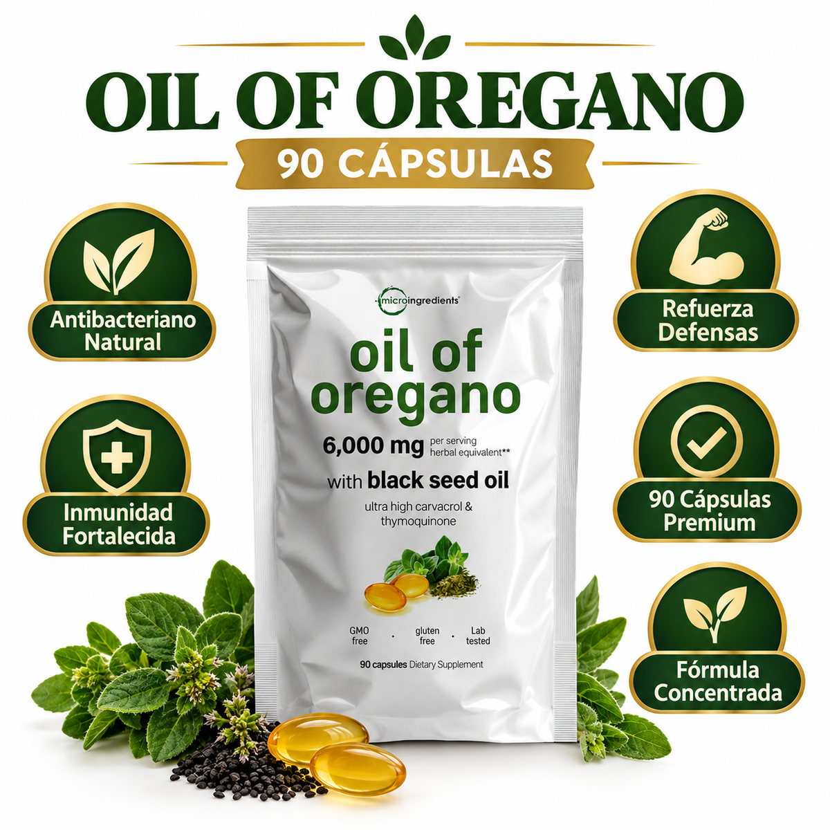 Oil of Oregano 90 Cápsulas - Infografía del producto