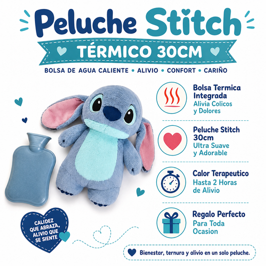 Peluche Stitch Termico 30cm - Infografico Bolsa Agua Caliente Alivio Regalo Ecuador