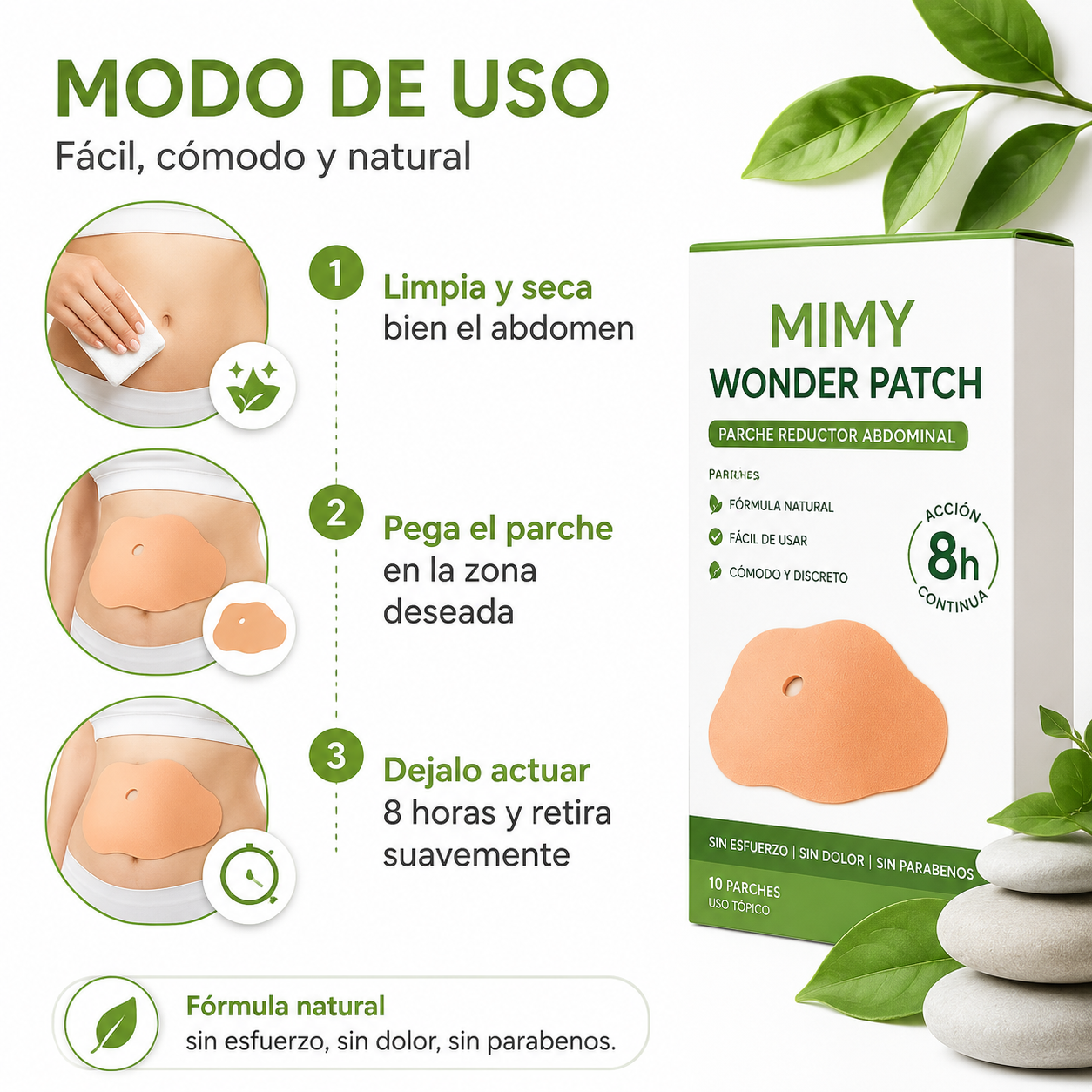 Parche Adelgazante Abdomen - Guia de Uso 3 Pasos Ecuador