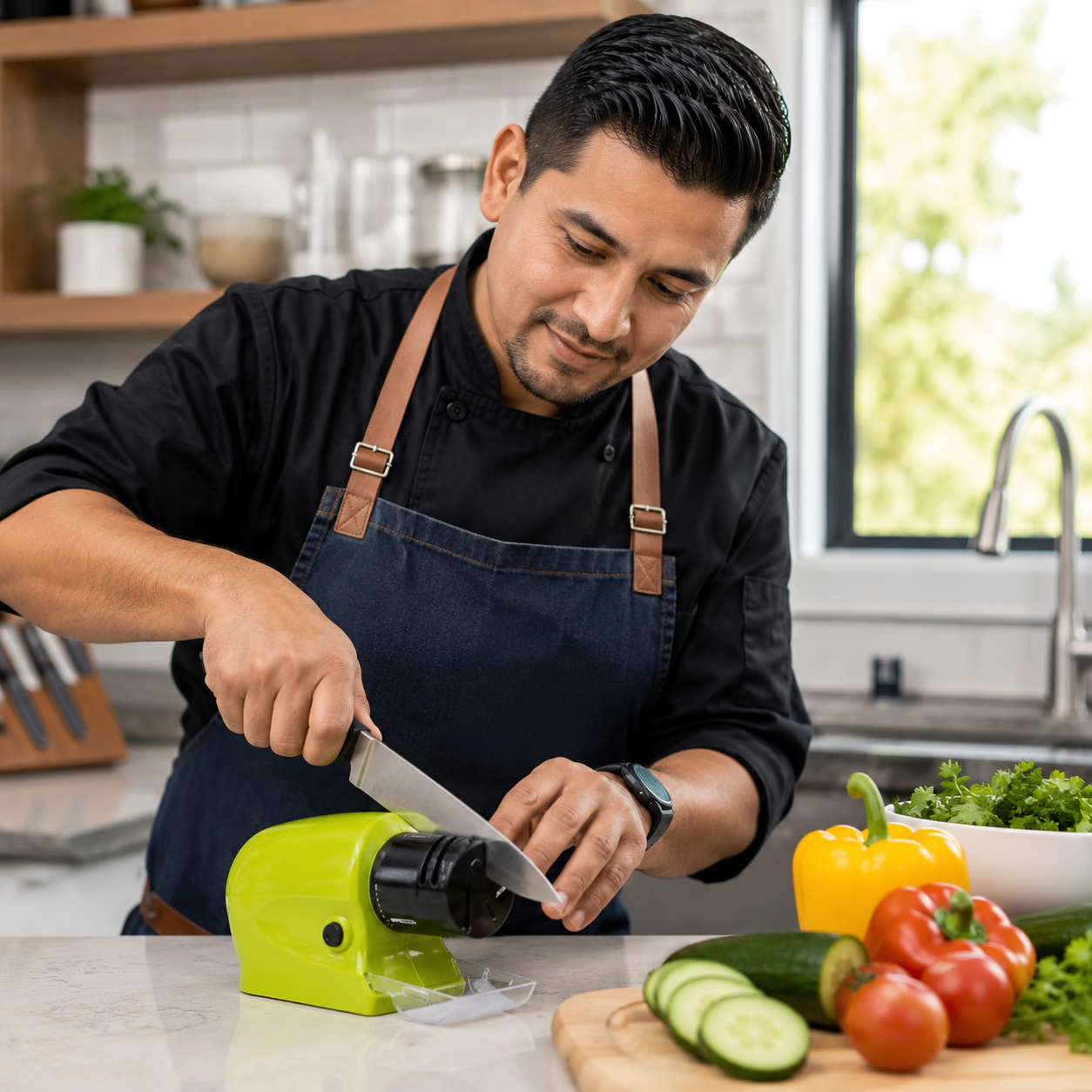 Afilador Cuchillos Electrico - Lifestyle Cocina Cuchillo Afilado Ecuador