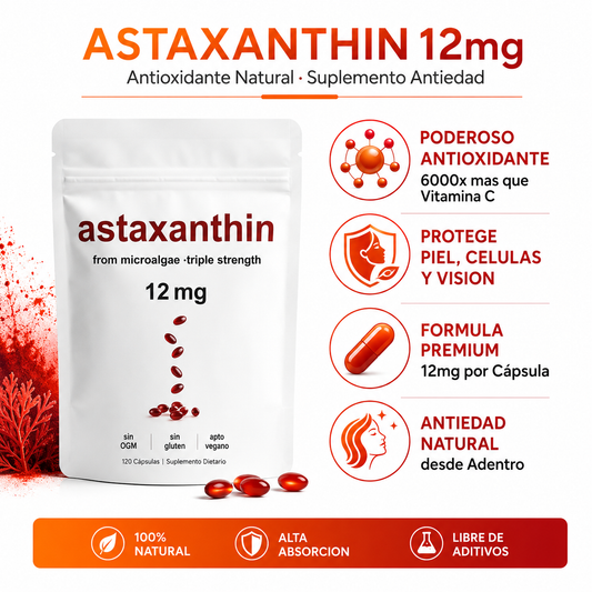 Astaxanthin 12g - Infografico Antioxidante Natural Antiedad Ecuador