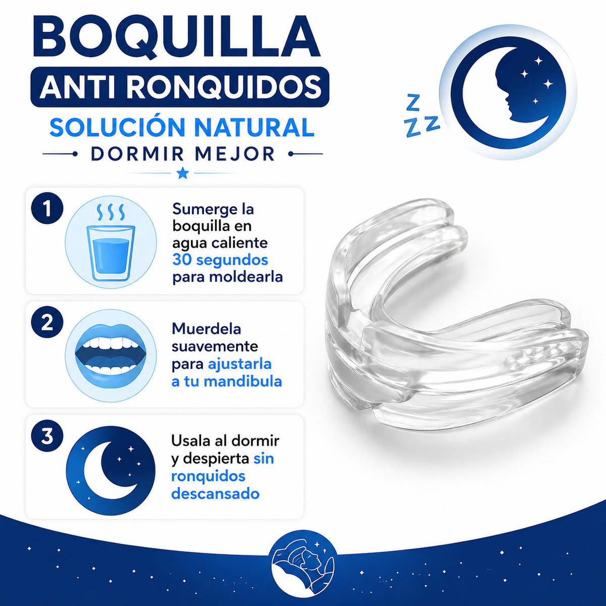 Boquilla Anti Ronquidos - Guia de Uso 3 Pasos Ecuador