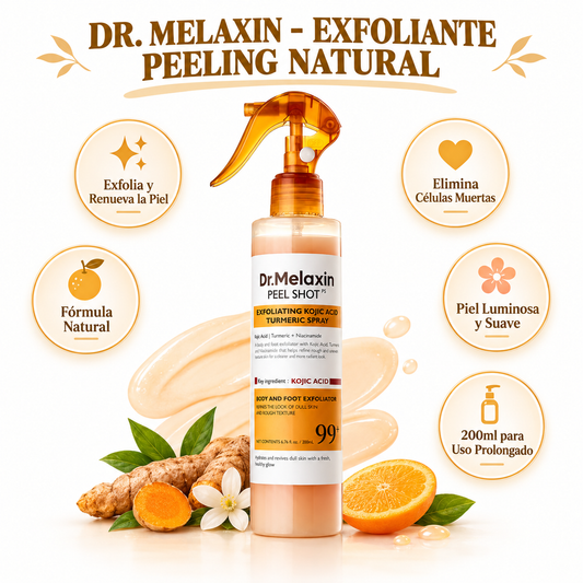 Dr. Melaxin 200ml - Infográfico crema dorado naranja exfoliante peeling