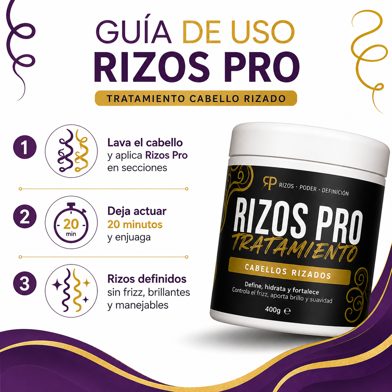 Rizos Pro 400g - Guia de Uso 3 Pasos Ecuador