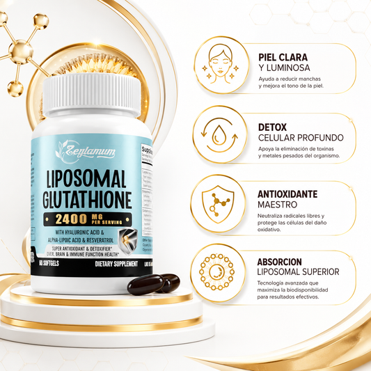 Liposomal Glutathione 60 Capsulas - Infografico Piel Clara Detox Ecuador