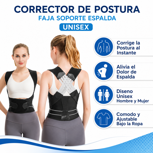 Corrector Postura - Infografico Corrige Alivia Dolor Espalda Ecuador