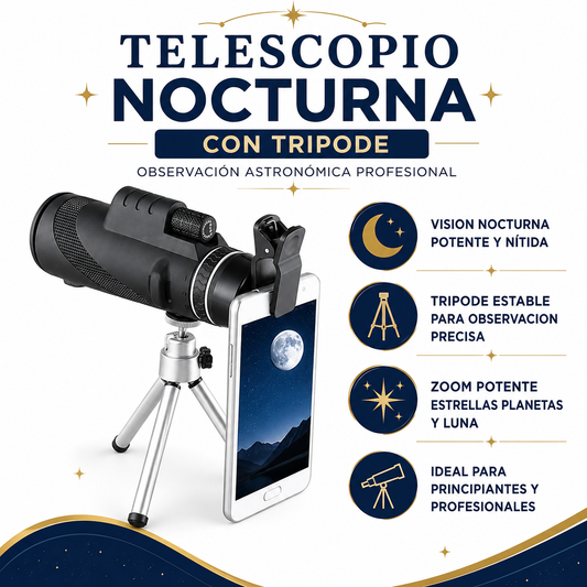 Telescopio Nocturna con Tripode - Infografico Astronomico Profesional Ecuador