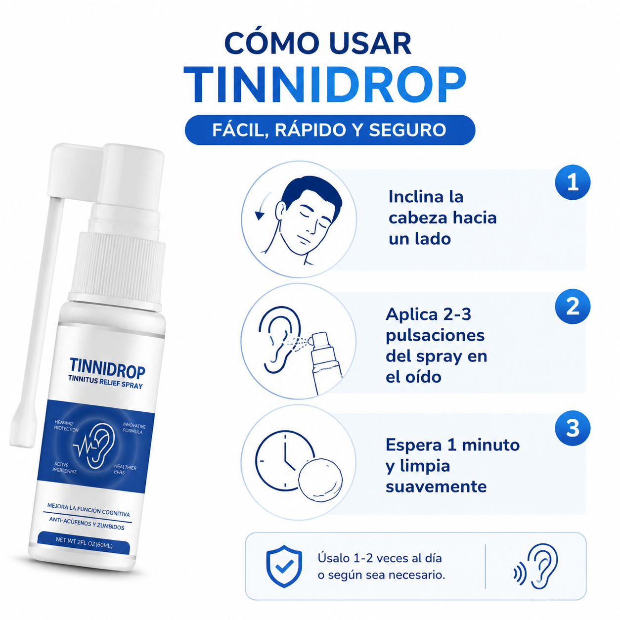 Tinnidrop Spray Oido - Guia de Uso 3 Pasos Ecuador