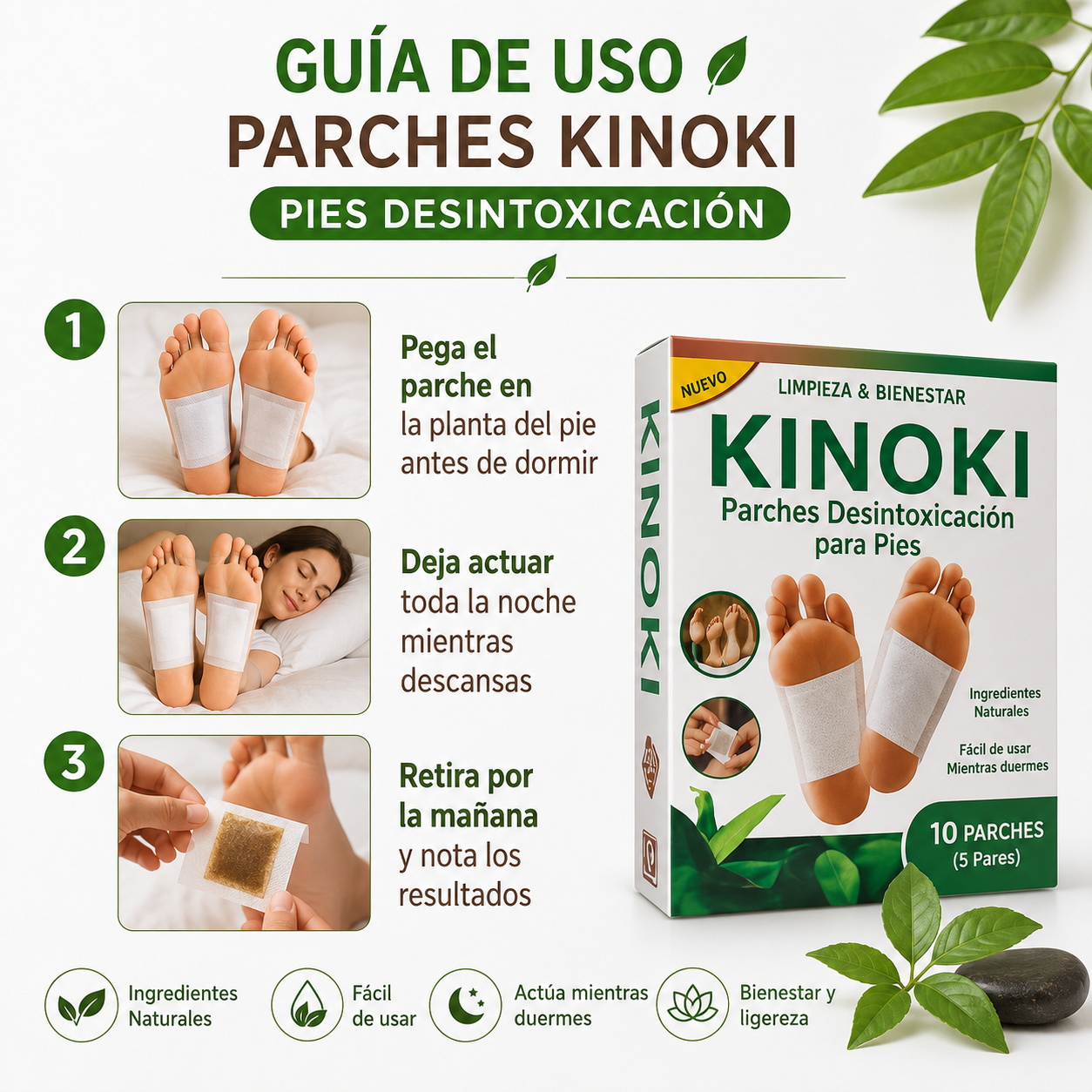 Parches Kinoki - Guia de Uso 3 Pasos Ecuador