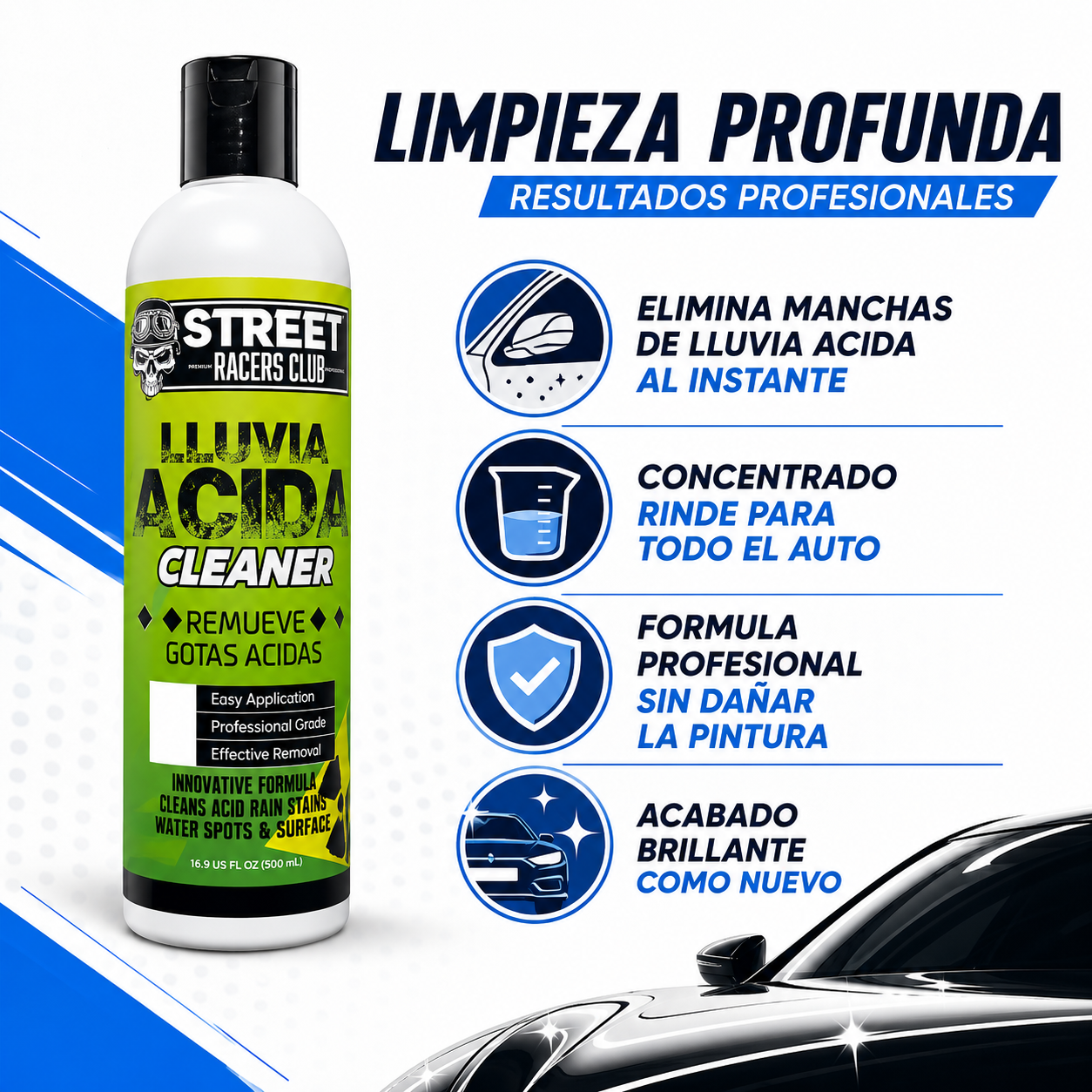 Lluvia Acida Cleaner - Infografico Elimina Manchas Formula Profesional Ecuador