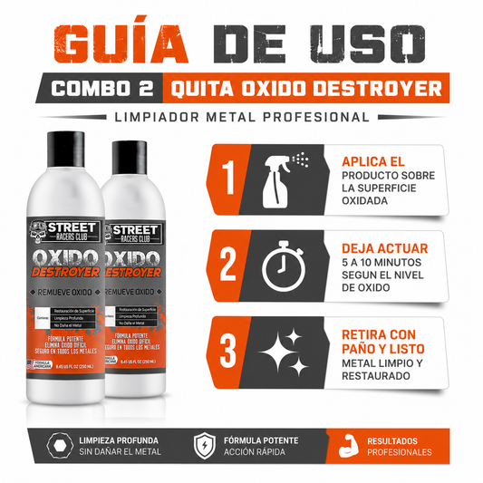 Combo 2 Quita Oxido Destroyer - Guia de Uso 3 Pasos Ecuador