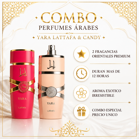 Combo Perfumes Arabes Yara Lattafa - Infografico 2 Fragancias Premium Ecuador