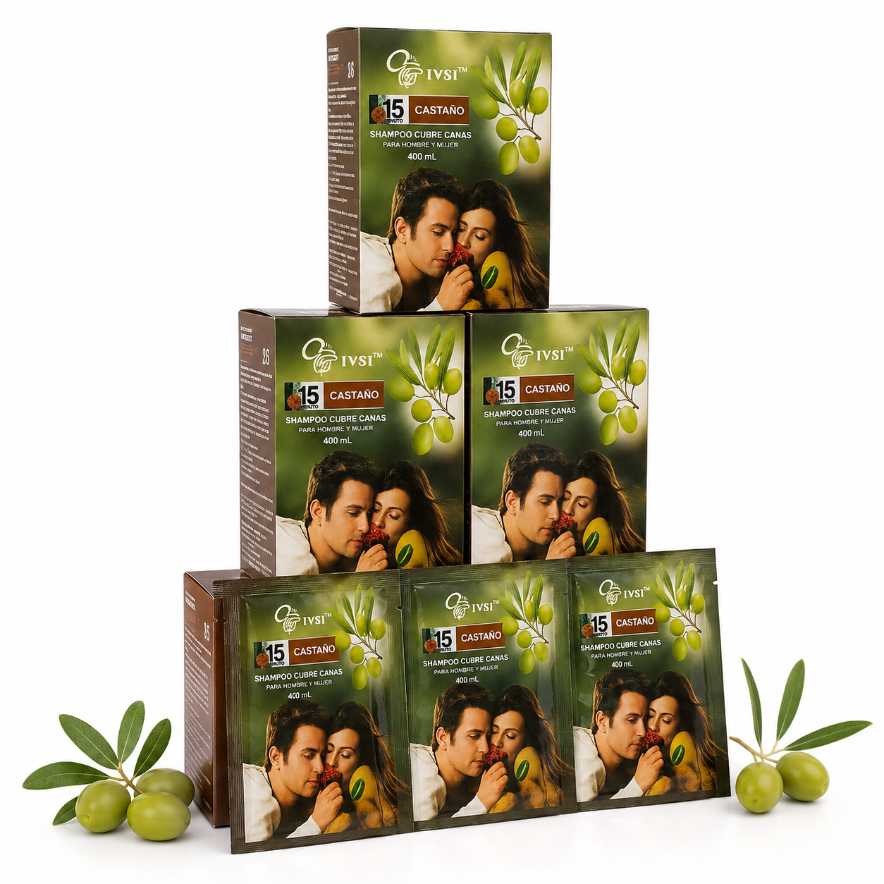 Shampoo Cubre Canas IVSI Sachets x10 - Producto Fondo Blanco Ecuador