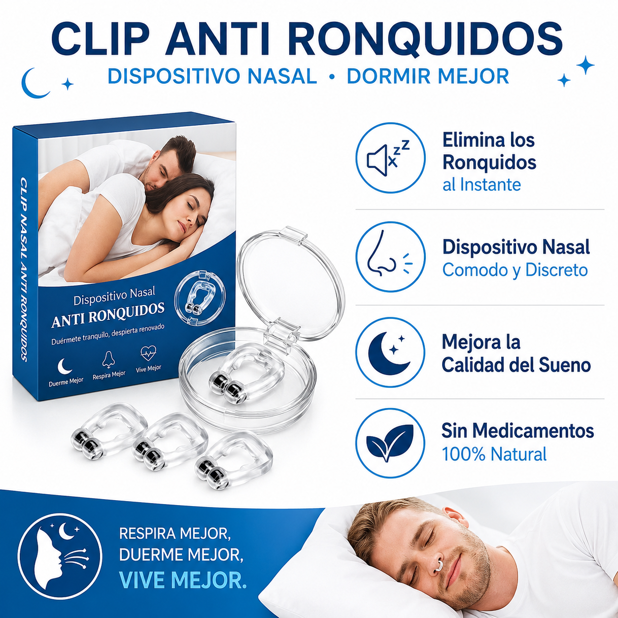 Clip Anti Ronquidos - Infografico Natural Sin Medicamentos Sueno Ecuador