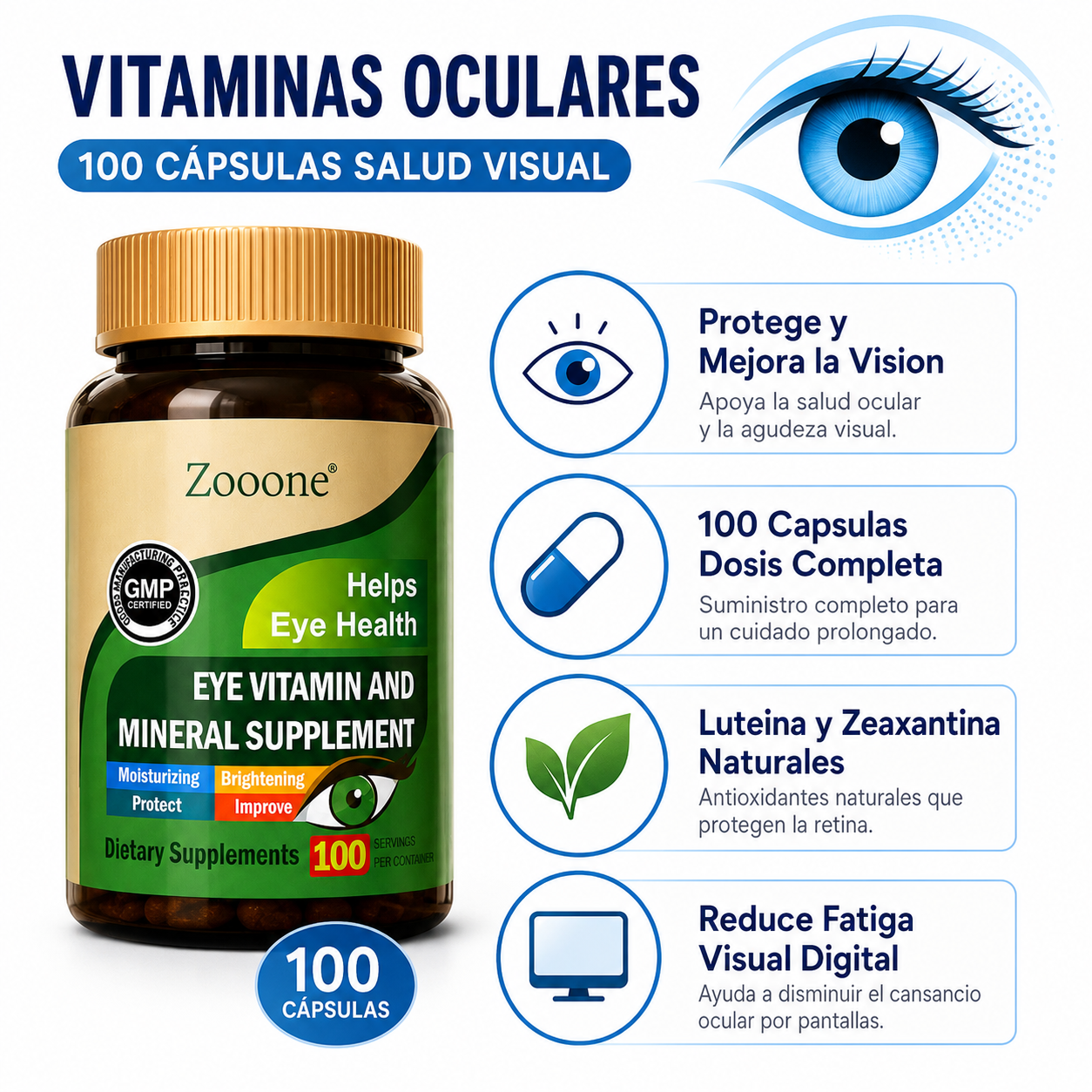 Zooone Vitaminas Oculares - Infografico Luteina Zeaxantina Ecuador