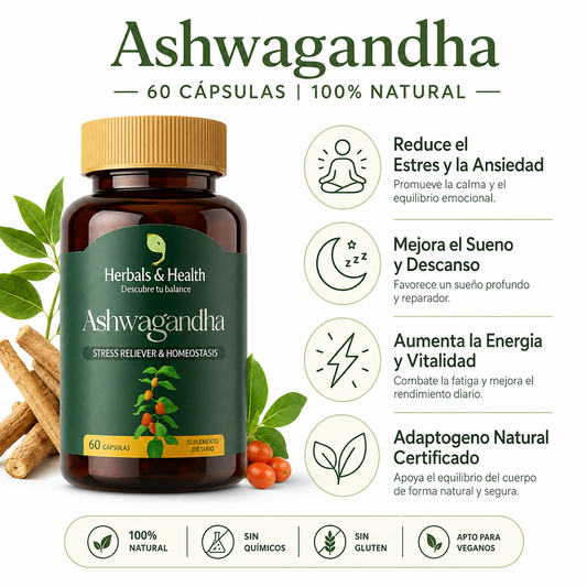 Ashwagandha - Infografico Estres Ansiedad Adaptogeno Ecuador