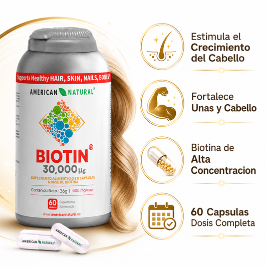 Biotin 60 Capsulas - Infografico Crecimiento Cabello Unas Ecuador