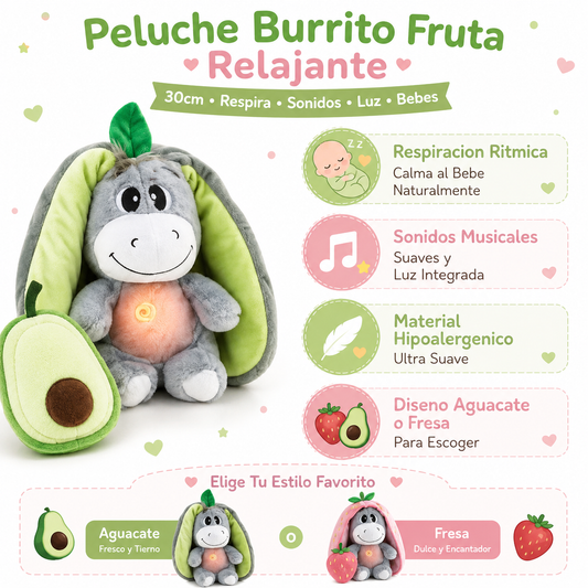 Peluche Burrito Fruta Relajante - Infografico Respira Sonidos Luz Bebes Ecuador