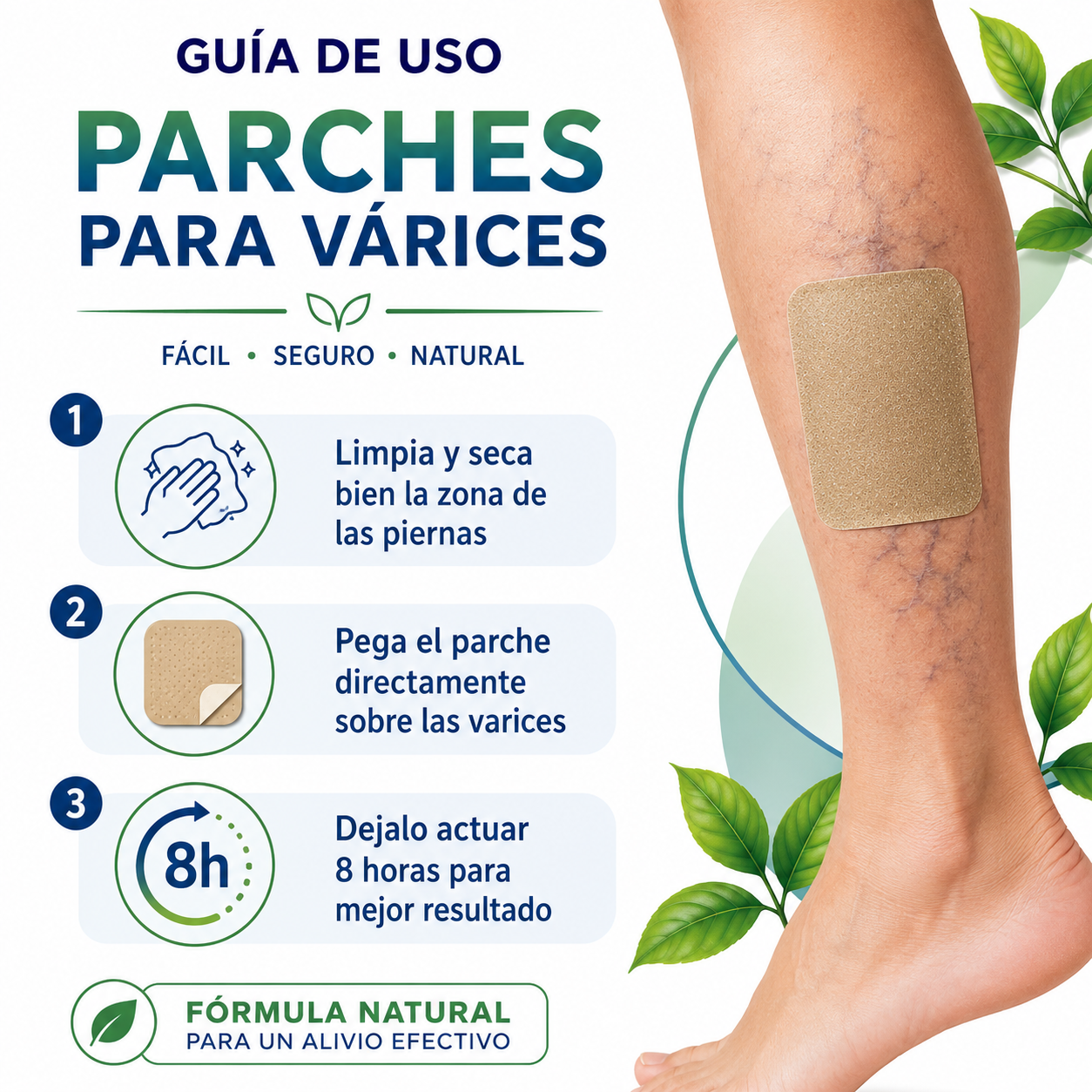 Parche Varices - Guia de Uso 3 Pasos Ecuador