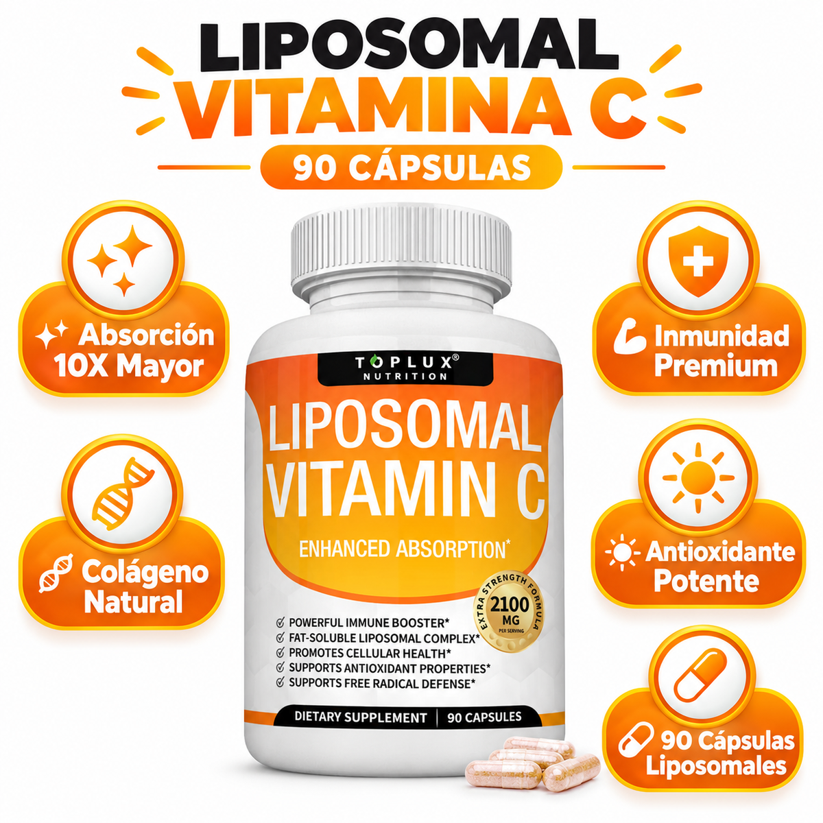Liposomal Vitamina C 90 Cápsulas - Infografía del producto