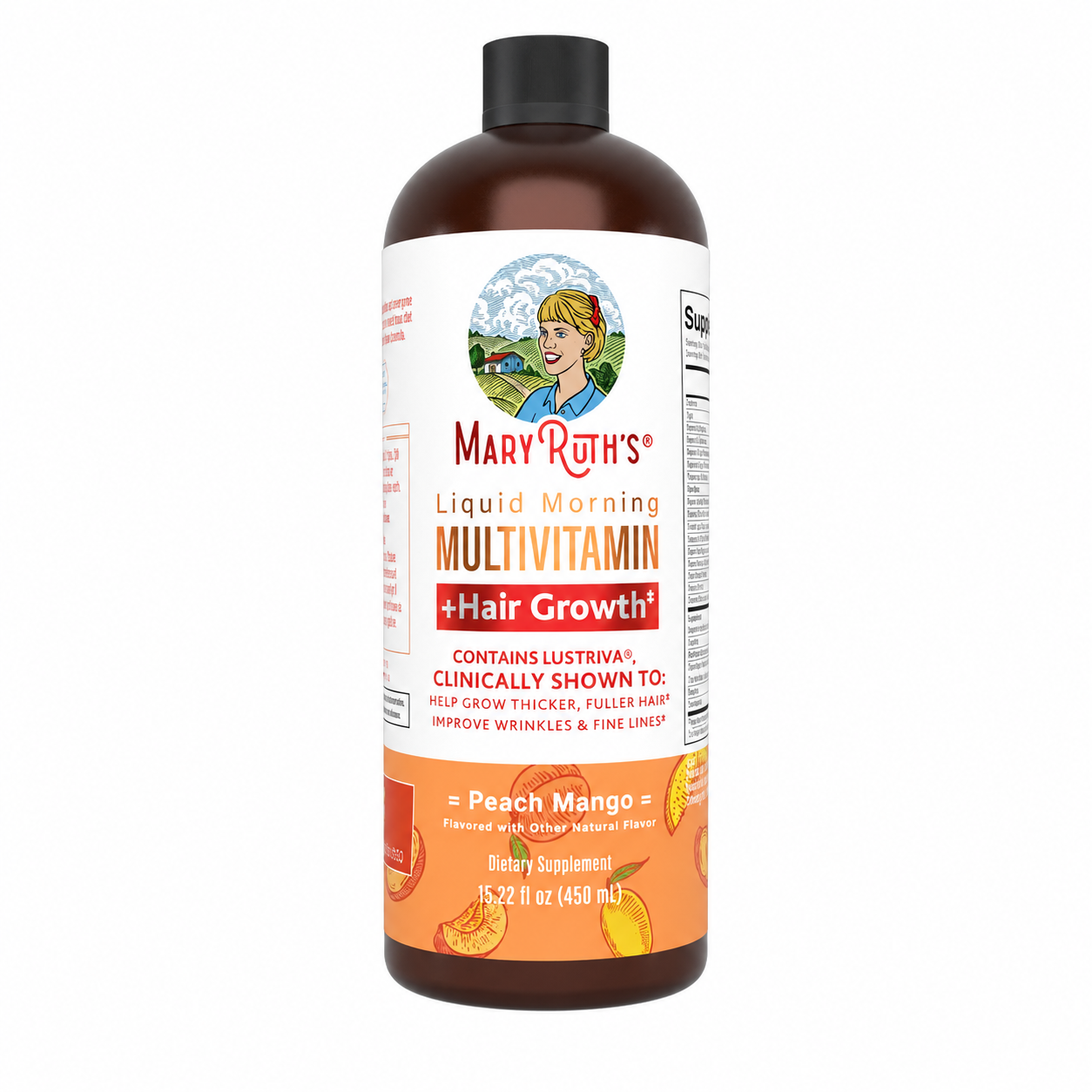 Multivitaminico Mary Ruth's 450ml Peach Mango - Producto Fondo Blanco Ecuador