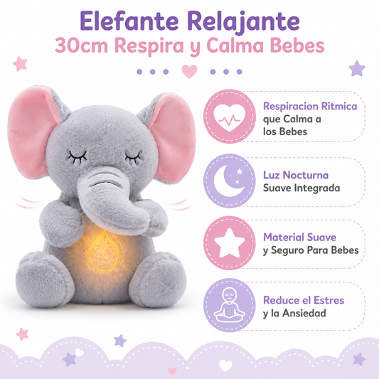 Peluche Elefante Relajante - Infografico Respiracion Ritmica Calma Bebes Ecuador