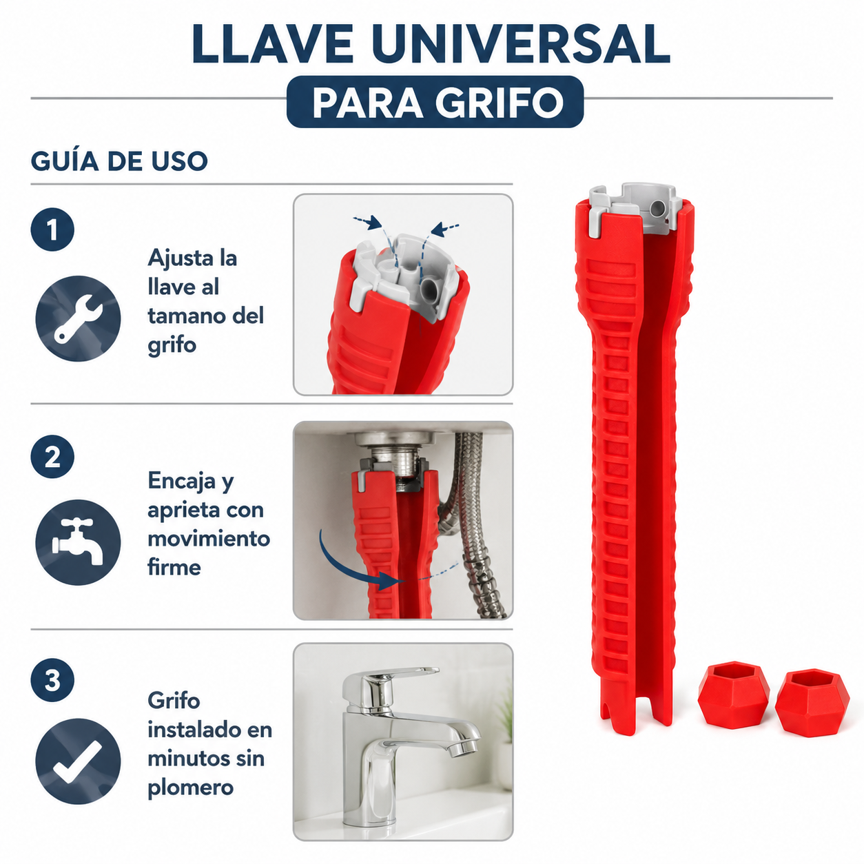 Llave Universal Grifo - Guia de Uso 3 Pasos Ecuador