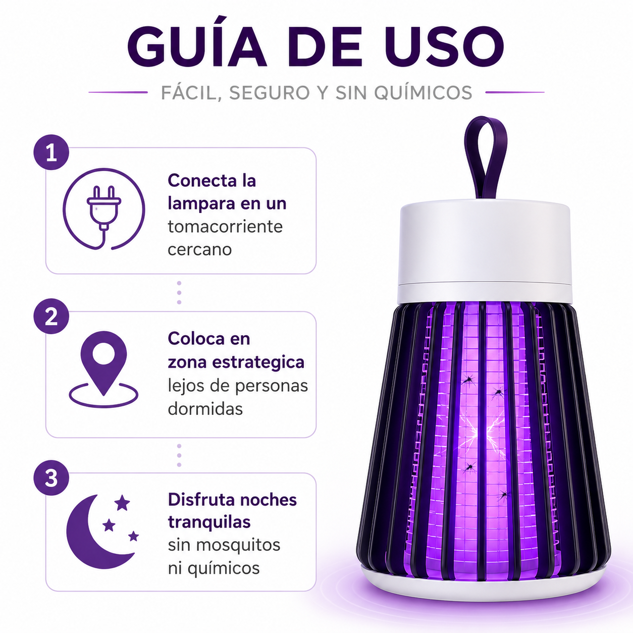 Lampara Electrica Mata Mosquitos - Guia de Uso 3 Pasos Ecuador