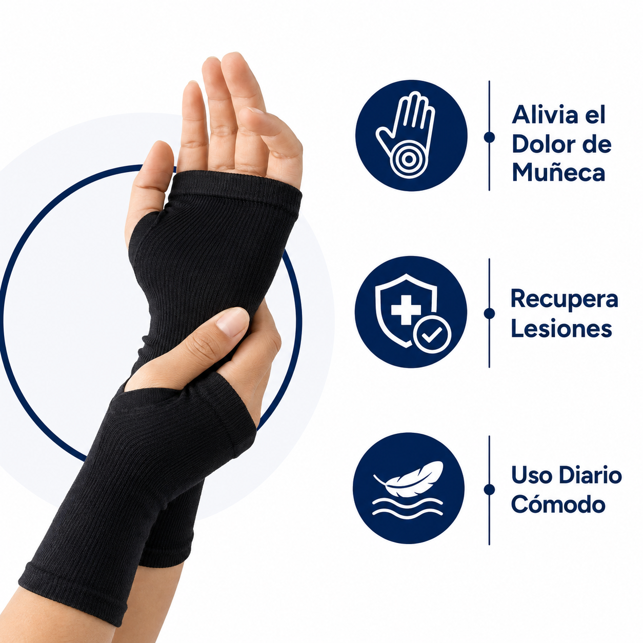 Muñequera Negra 2660 - Beneficios Alivia Dolor Recupera Lesiones Ecuador
