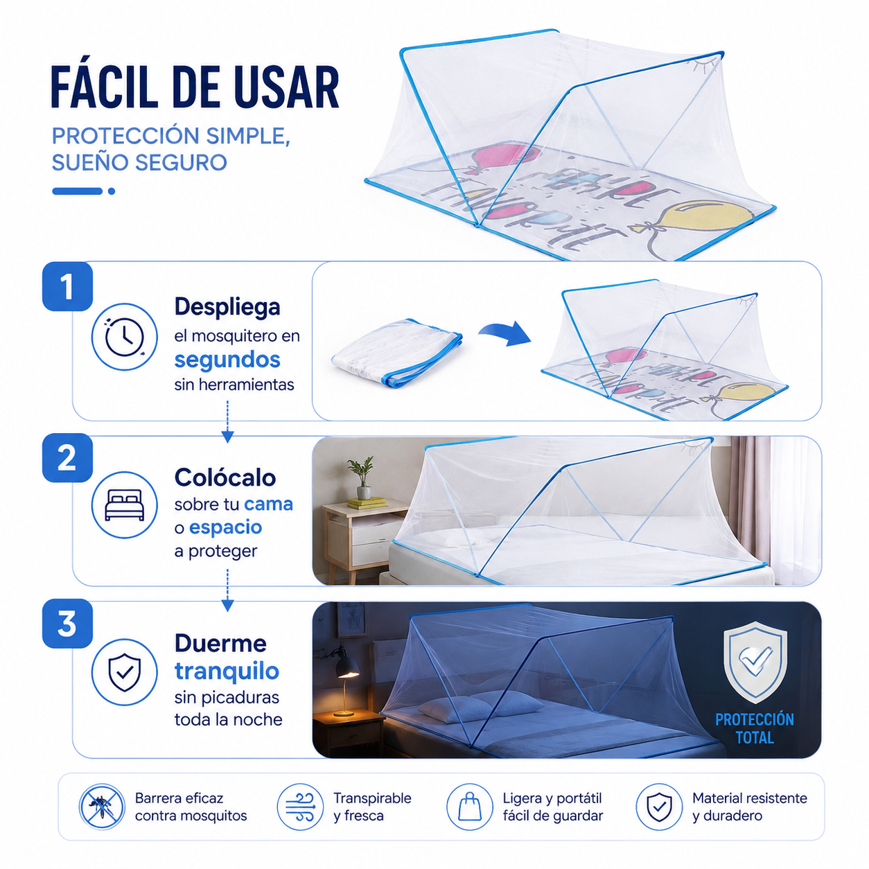 Mosquitero Pagable Portatil - Guía de uso paso a paso