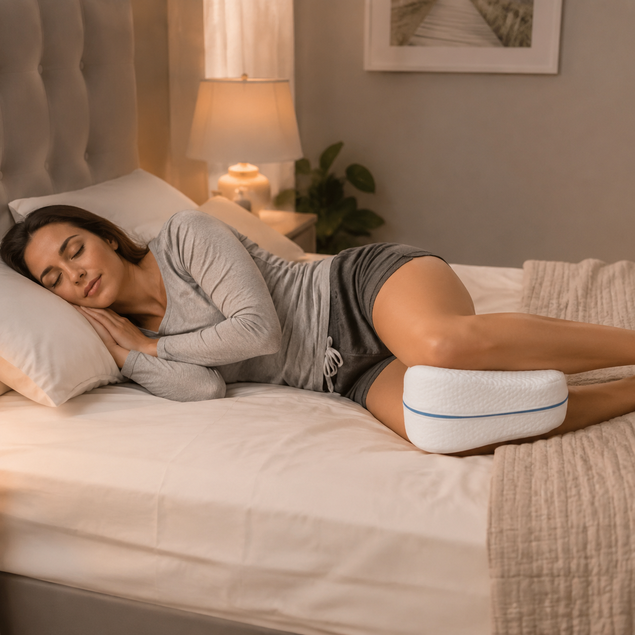 Cojin Ergonomico Entre Piernas - Lifestyle Mujer Durmiendo Sin Dolor Espalda Ecuador