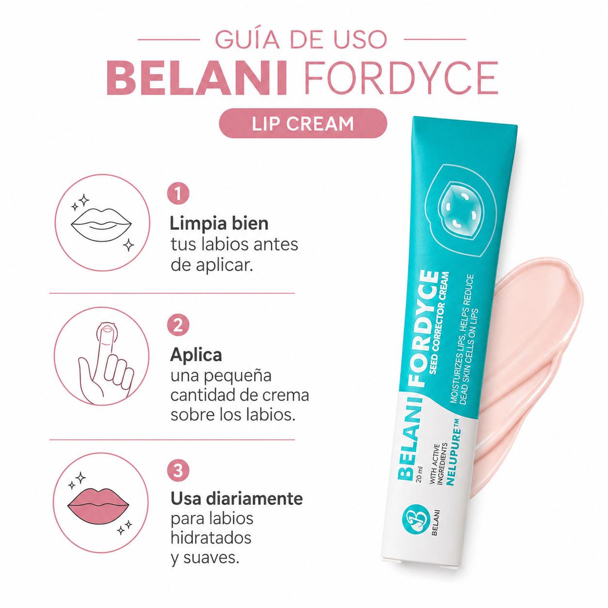 Belani Fordyce Lip Cream - Guia de Uso 3 Pasos Ecuador
