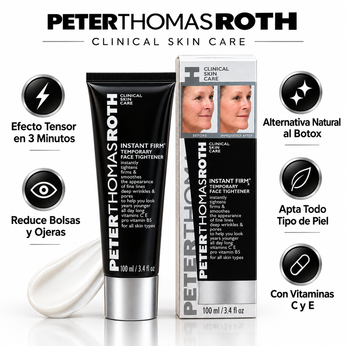 Peter Thomas Roth Instant Firm - Infográfico negro plateado efecto tensor antiarrugas