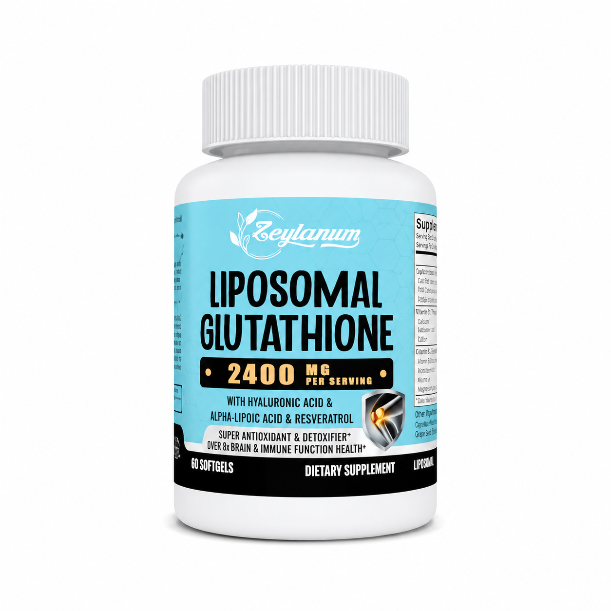 Liposomal Glutathione 60 Capsulas - Frasco Fondo Blanco Ecuador