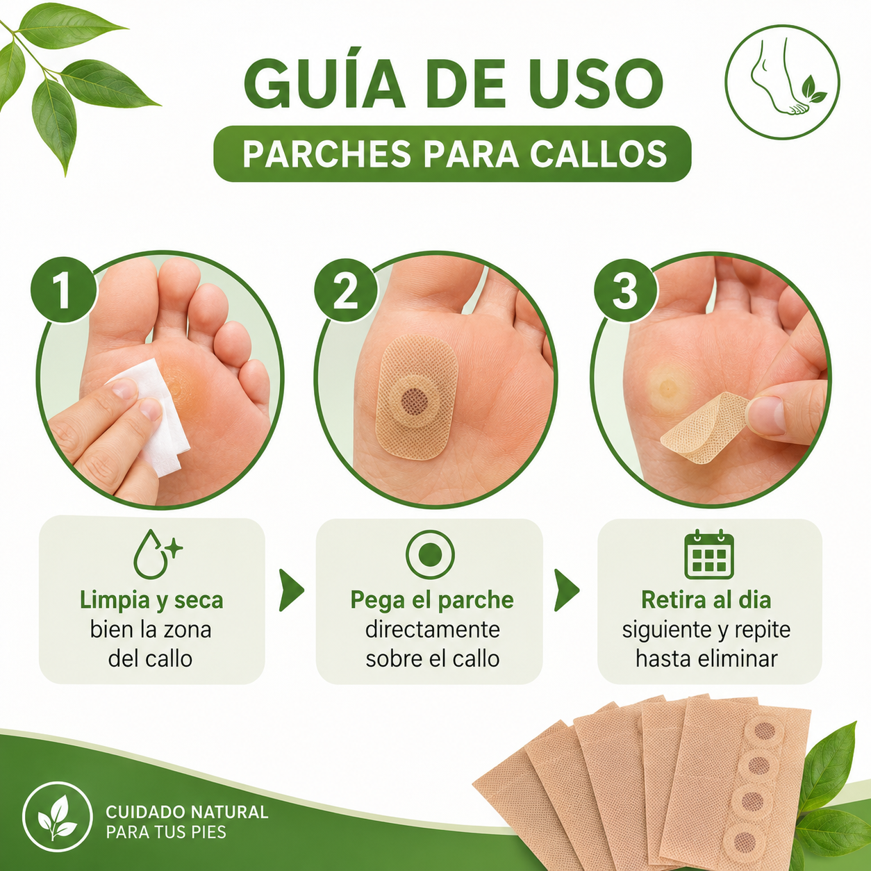Combo 3 Parches Callos - Guia de Uso 3 Pasos Ecuador
