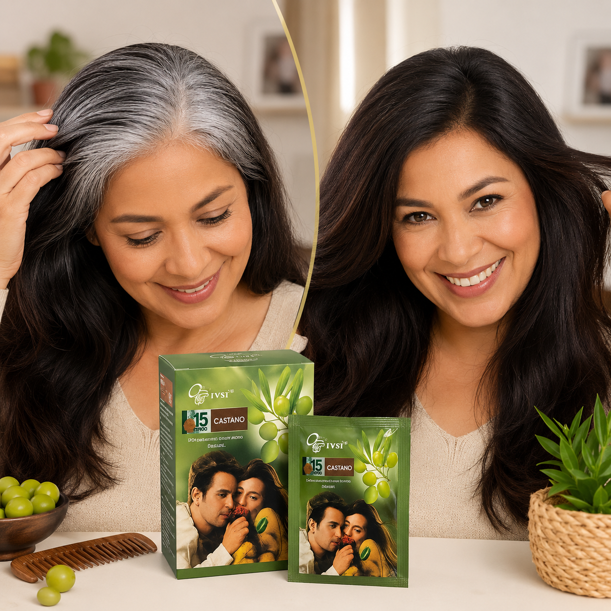 Shampoo Cubre Canas IVSI - Lifestyle Mujer Cabello Oscuro Sin Canas Ecuador