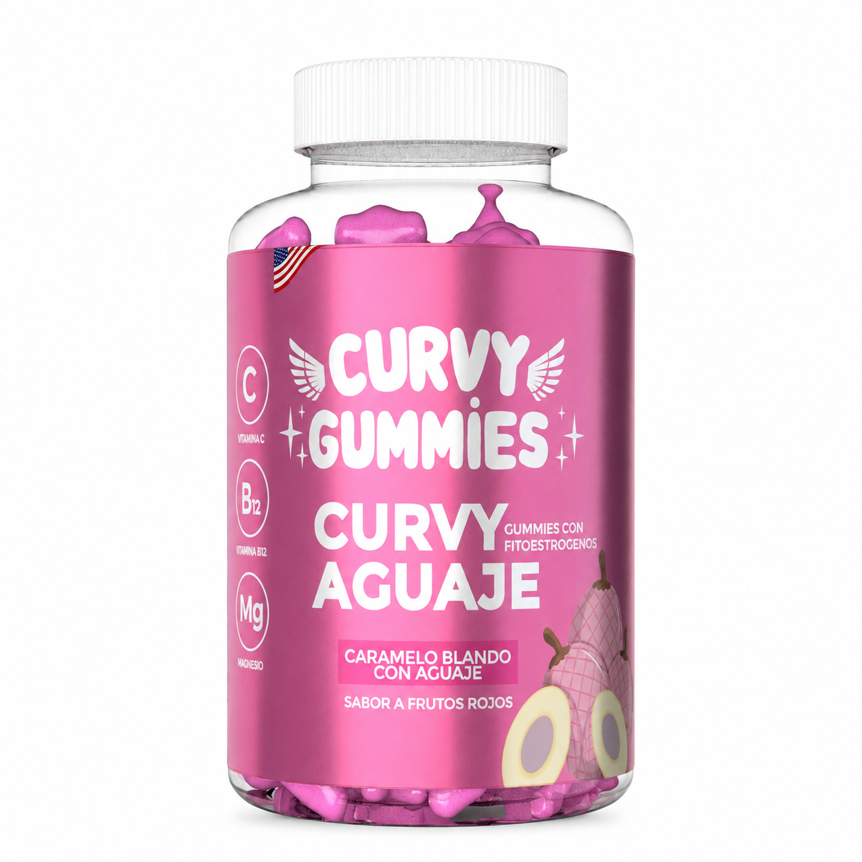 Curvy Gummies Aguaje Gomitas Curvas Natural - Producto Fondo Blanco Ecuador