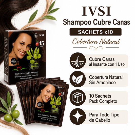 Shampoo Cubre Canas IVSI - Infografico Cobertura Natural Sin Amoniaco Ecuador