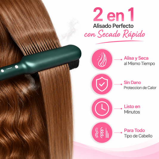 Cepillo Alisador Secador 2en1 - Infografico Beneficios Sin Dano Ecuador