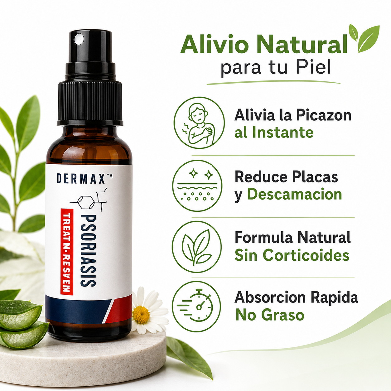 Spray Psoriasis - Infografico Alivia Picazon Natural Ecuador