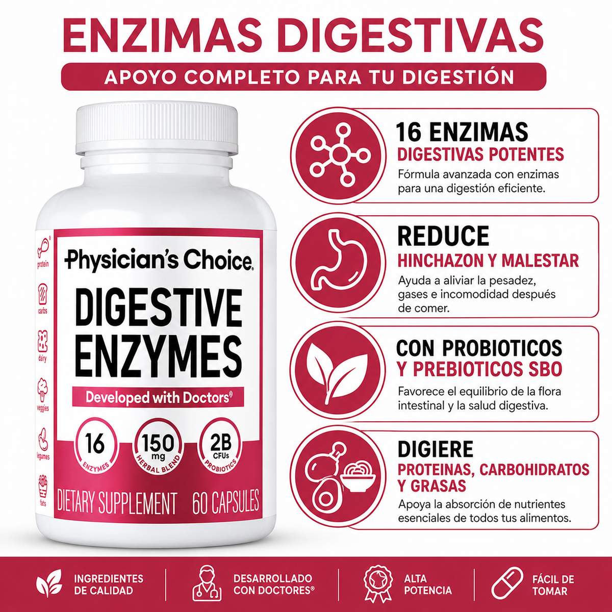Enzimas Digestivas - Infografico 16 Enzimas Probioticos Ecuador